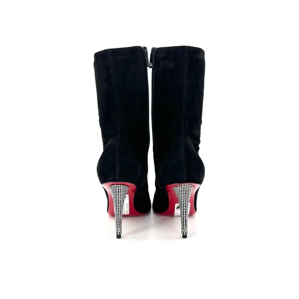 NEW Christian Louboutin Astrid Lace Strass Booty 85 Embellished Boots 37 - Picture 7 of 10